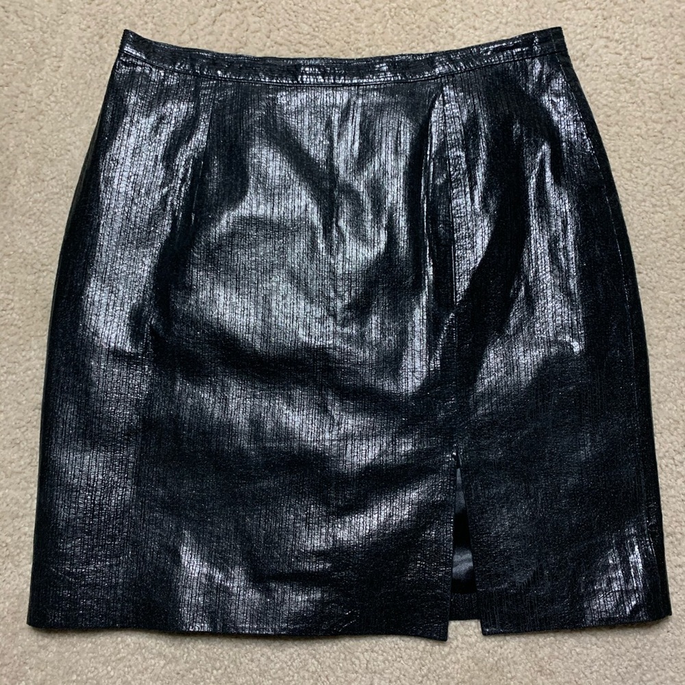 Paolo Santini | Black Metallic Leather Skirt